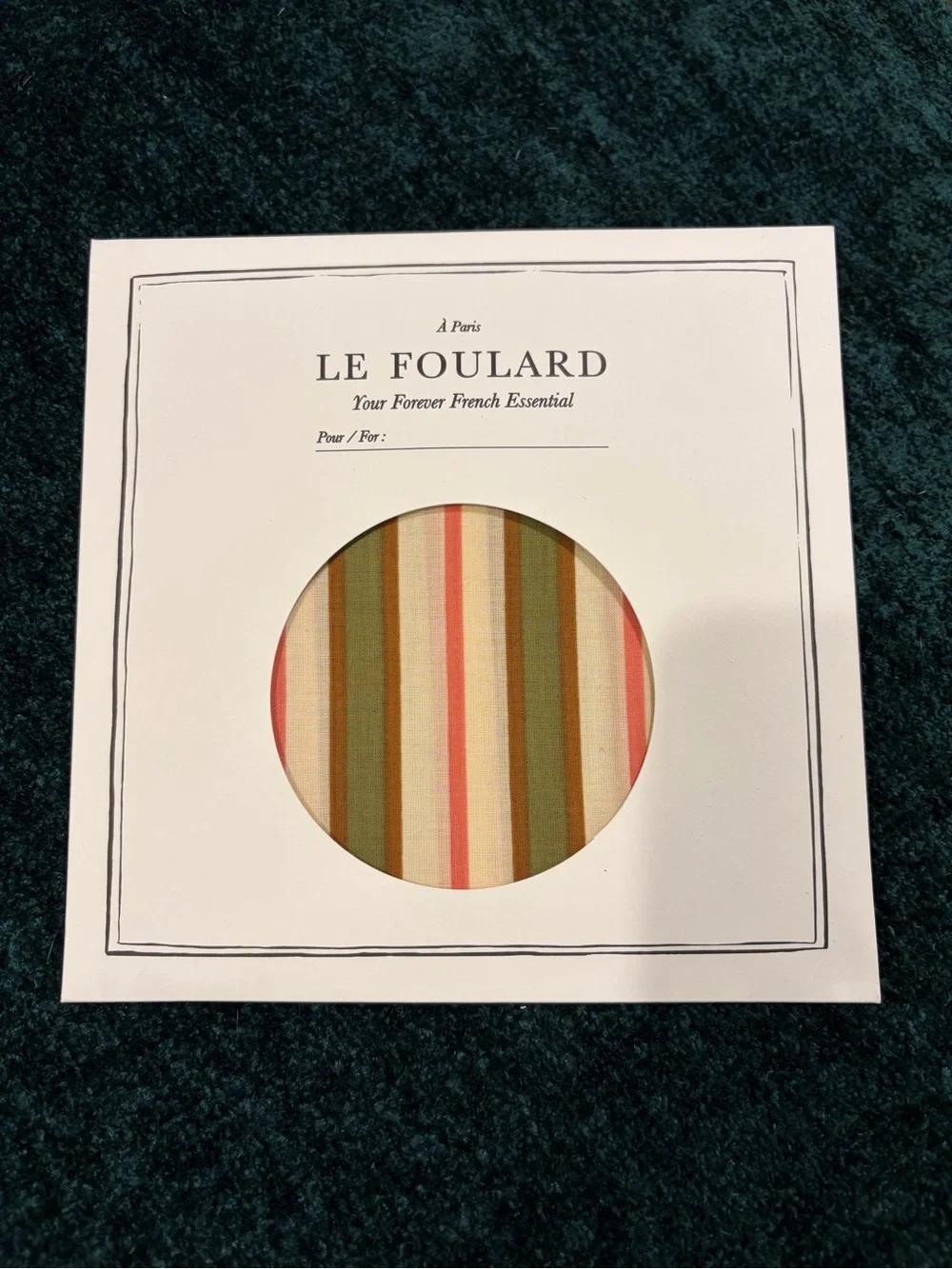 Sezane Striped Foulard Scarf in Olive, Pink & Cream